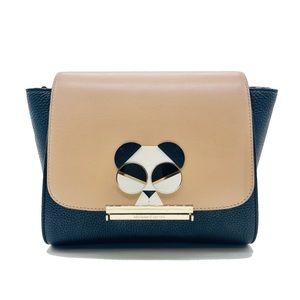 Kate Spade Make It Mine Dog Face Leather Purse Flap Beige Leather - Kawaii Cute